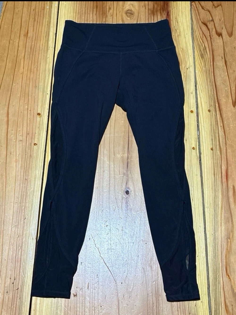 Athleta Black High-Rise Leggings with Side Mesh Panels